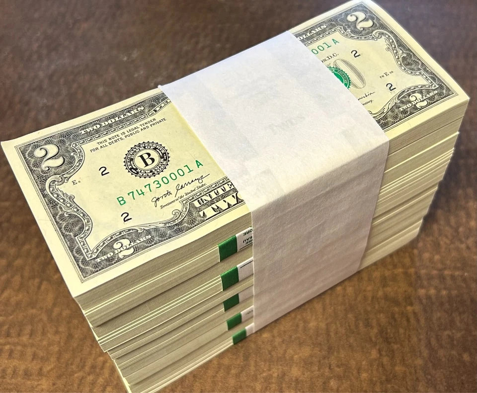 (5) 2017-A $2 Federal Reserve Notes $10FV Uncirculated & Consecutive